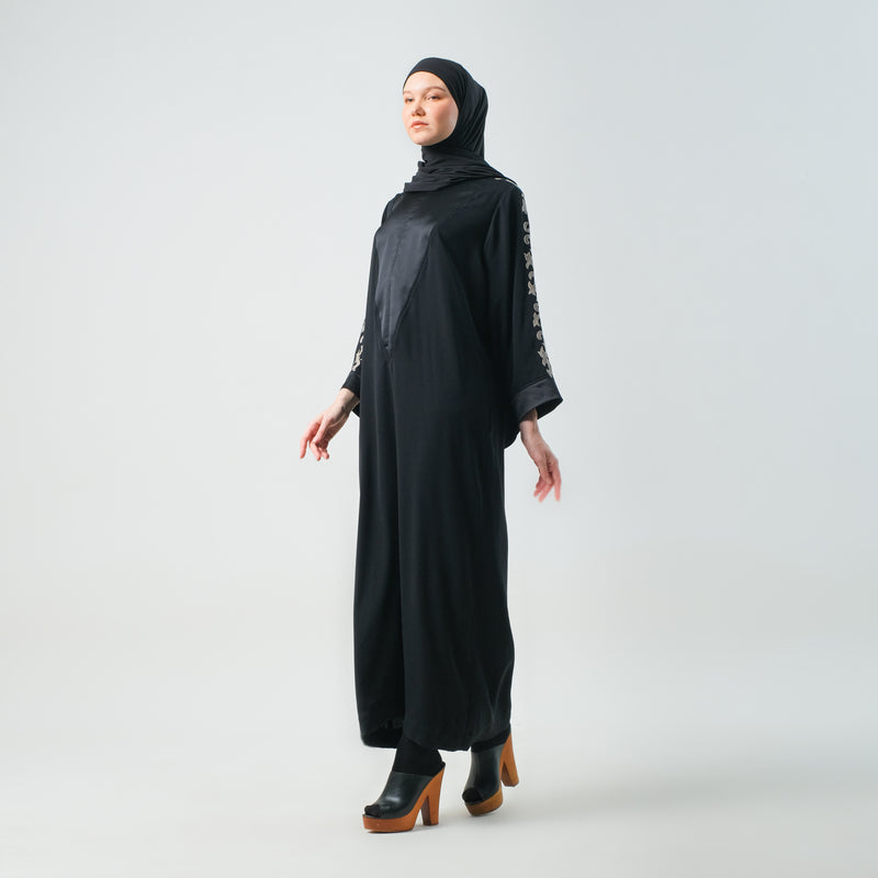 Abaya Sumayyah Black - Embroidery Cream