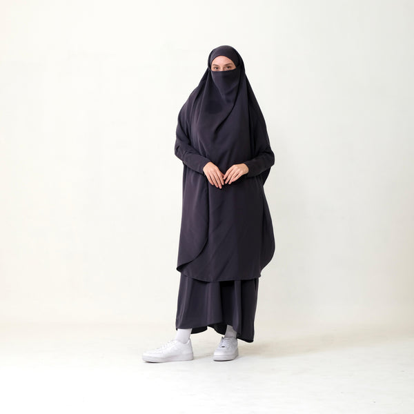 Maher Abaya Set - Dark Grey