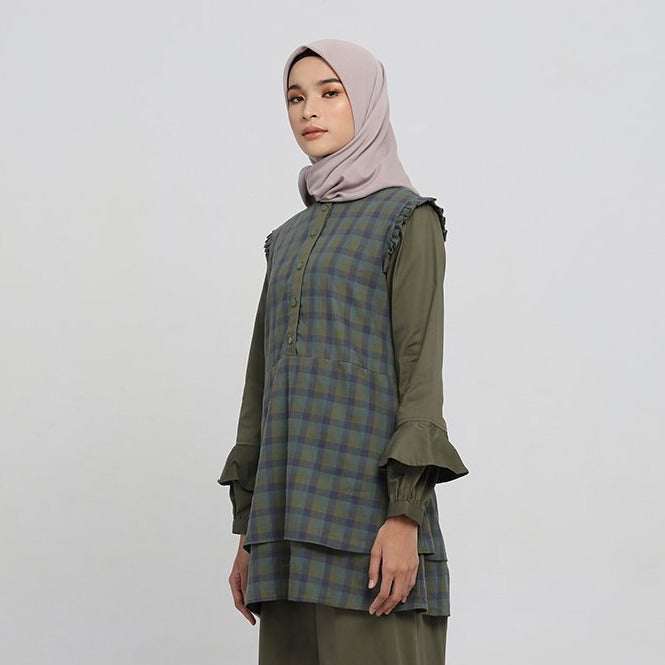 Shaila Green Madras Blouse